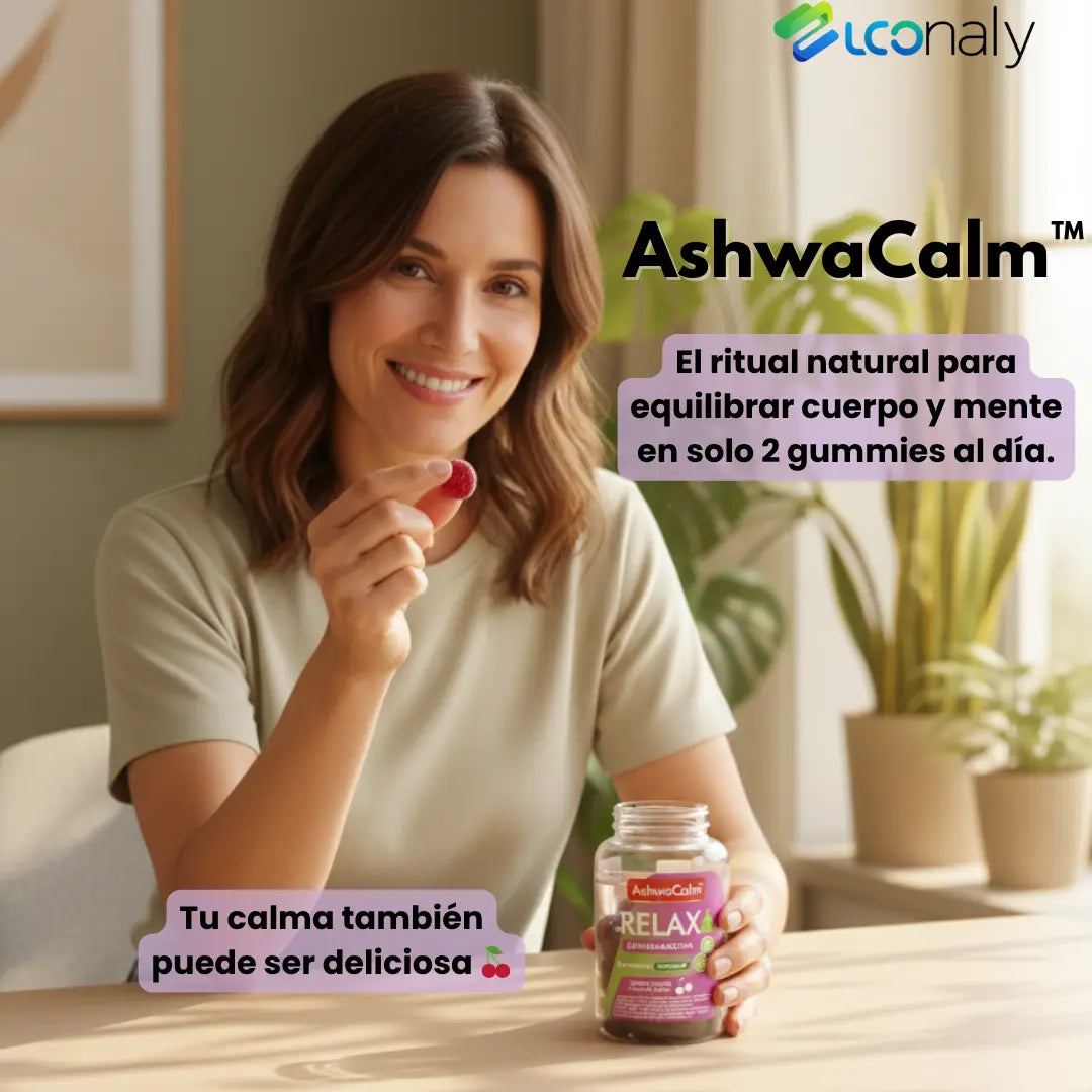 🌿 AshwaCalm™ 2 gummies y adiós ansiedad, estrés y noches sin dormir