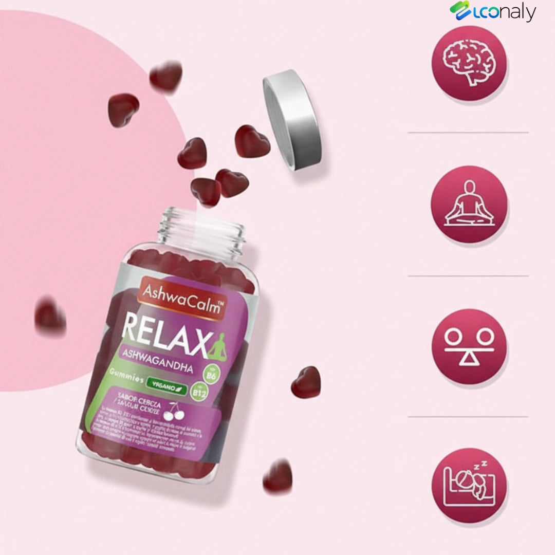 🌿 AshwaCalm™ 2 gummies y adiós ansiedad, estrés y noches sin dormir