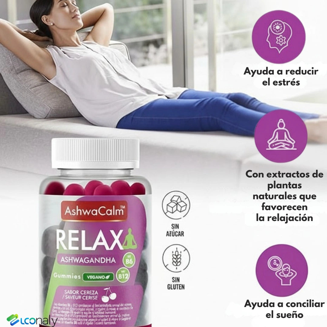 🌿 AshwaCalm™ 2 gummies y adiós ansiedad, estrés y noches sin dormir